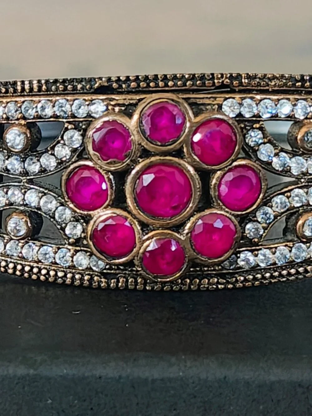 Vintage Ruby Hinge Bracelet